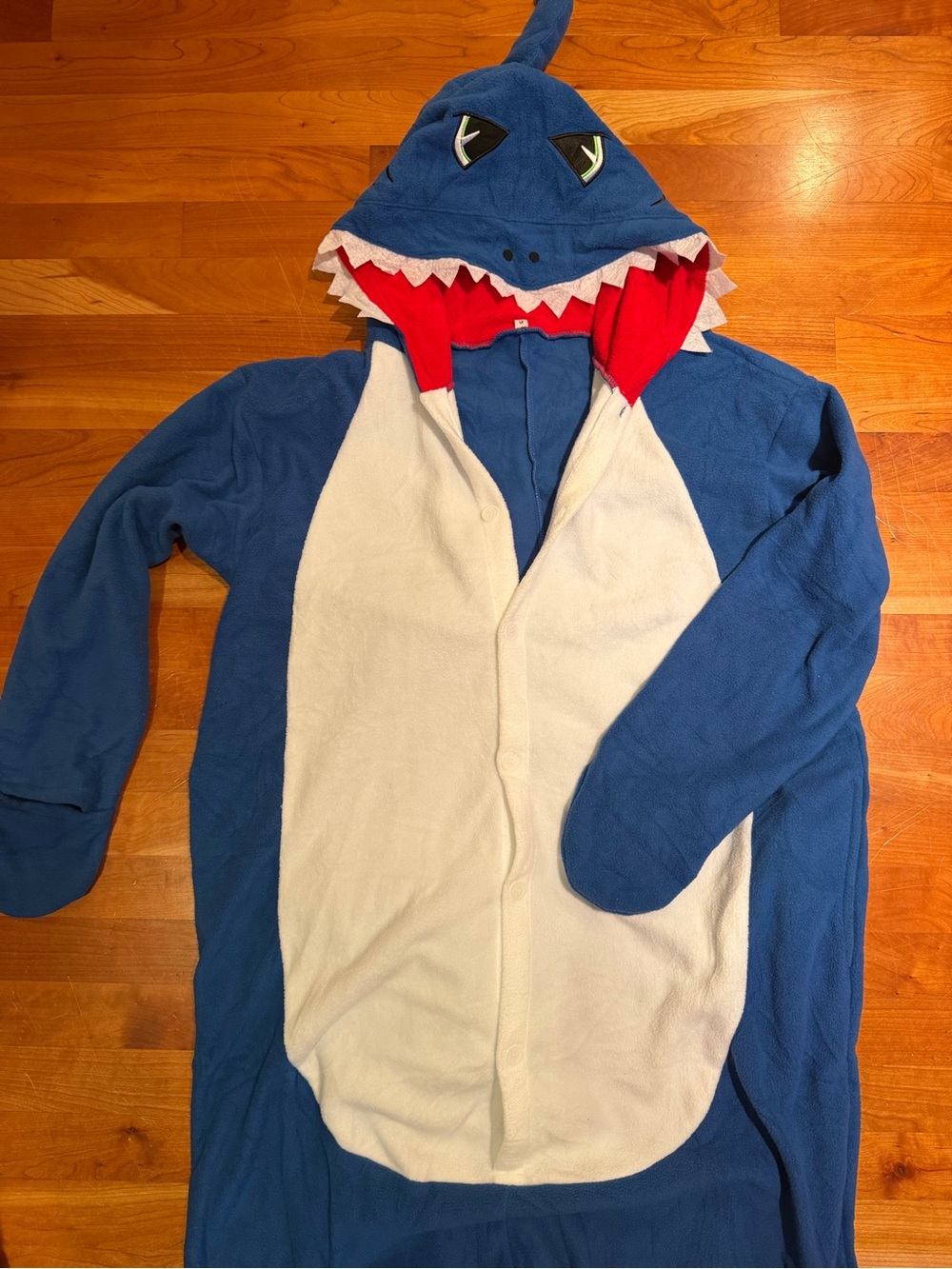 Oversized Youth Shark Onesie Costume Jumpsuit Medium Halloween Fleece